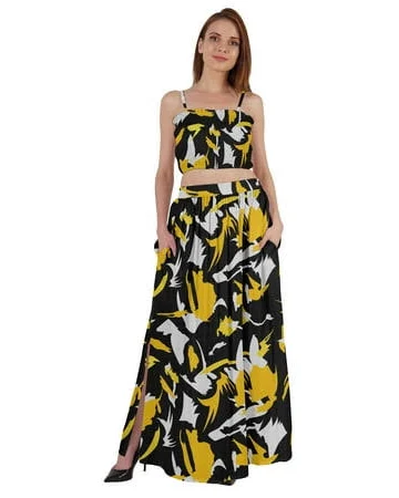 matching set Bimba 2 Pcs Sexy Beach Party Wear Dress For Womens Printed Smocked Crop Top & Long Skirt CoordSet, Women's, Size: 2XL Walmart - IBA CRAFTS PVT. LTD. $46.99