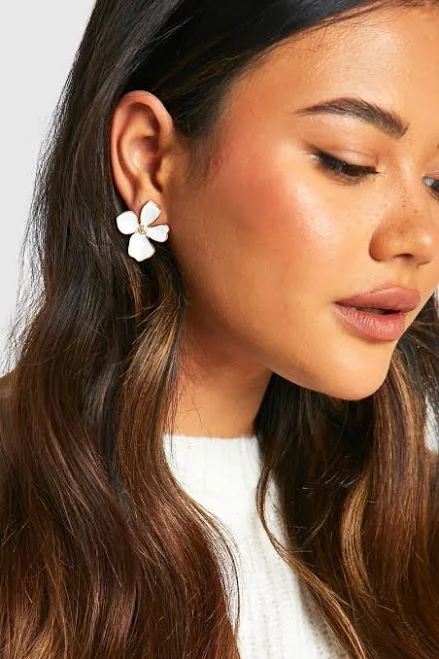 accessory Boohoo Women's Enamel Flower Stud Earrings boohoo USA $5.6