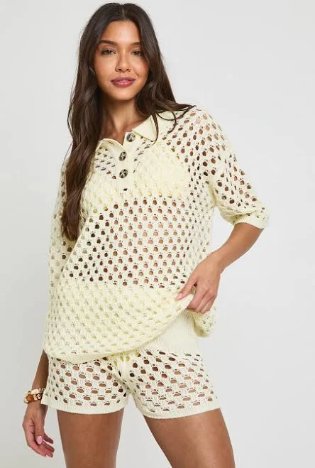 matching set Boohoo Women's Oversized Crochet Shirt & Short Set boohoo USA $31.2