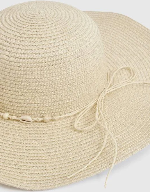 accessory Boohoo Women's Oversized Straw Hat with Shell Trim boohoo USA $15.6