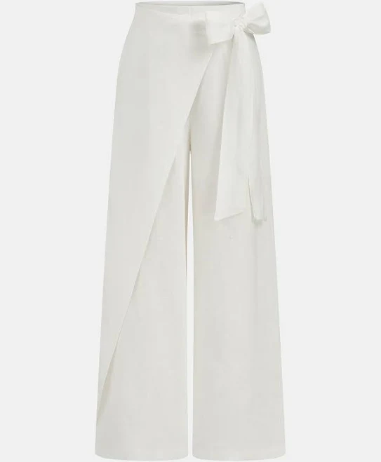 pants Bow Tie Wrap Linen Wide Leg Pants Commense $64
