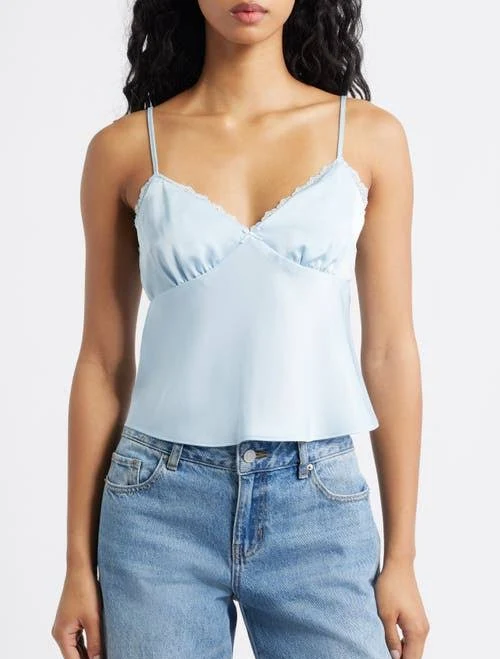 top BP. Lace Trim Camisole in Blue Skyride at Nordstrom, Size Large Nordstrom $19.25