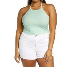 matching set BP Summer Floral Halter Top Crop Teal Yellow Knit Print Sz L eBay $6.99