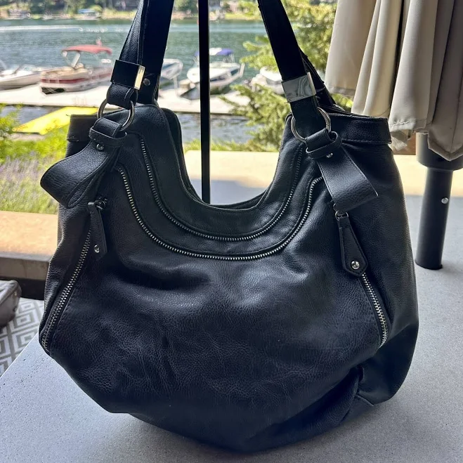 bag Braciano Charcoal Gray Vegan Leather Shoulder Bag Purse With Silver eBay $20