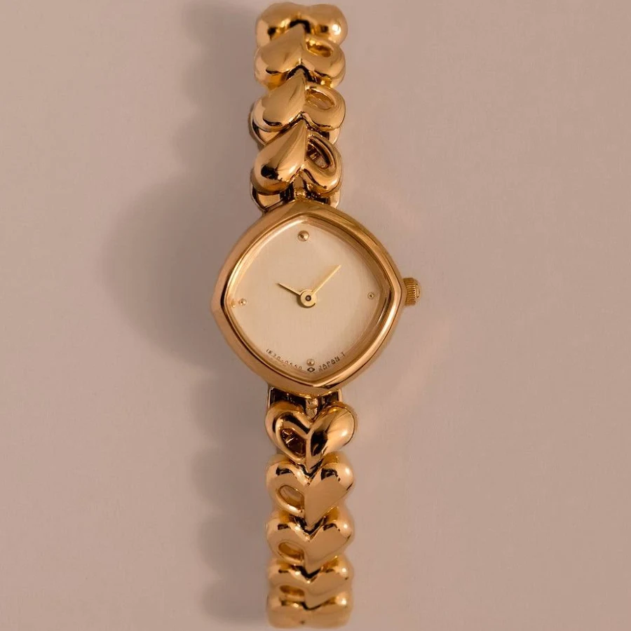 accessory Caitlyn Minimalist Dainty Heart Link Watch Timepiece in 18K Gold Caitlyn Minimalist $76.5