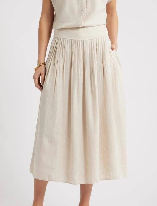 bottom Caslon Pull-On Linen Blend Midi Skirt Nordstrom $89.5