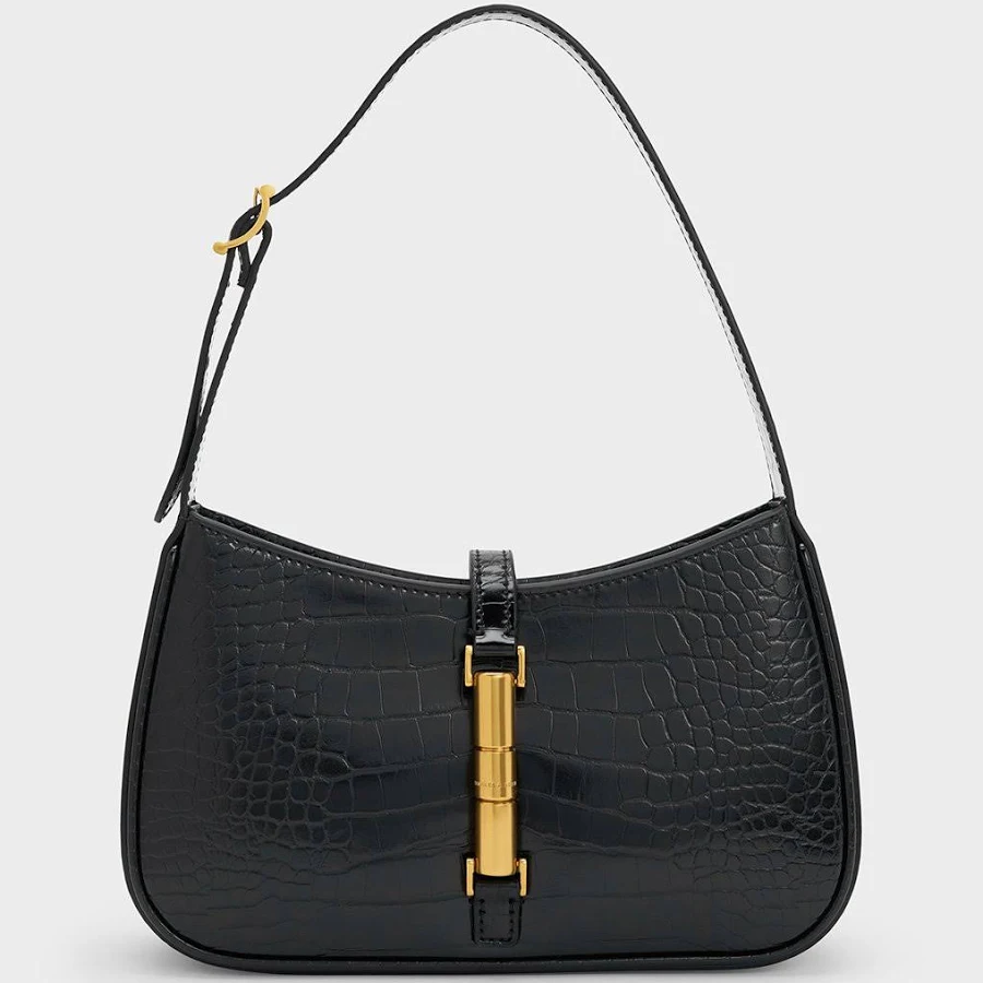 bag Charles & Keith Cesia Croc-effect Metallic-Accent Shoulder Bag charleskeith.com $87.2