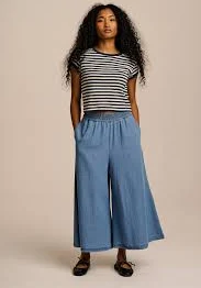 pants Chase - Cotton Culotte Trousers in Light Blue Lucy & Yak $74.62