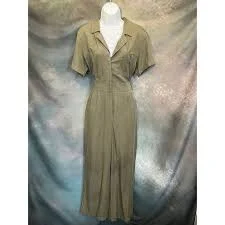jumpsuit Chelsea 28 Olive Green Linen Blend Button Front Short Sleeve Jumpsuit Medium eBay $39.99