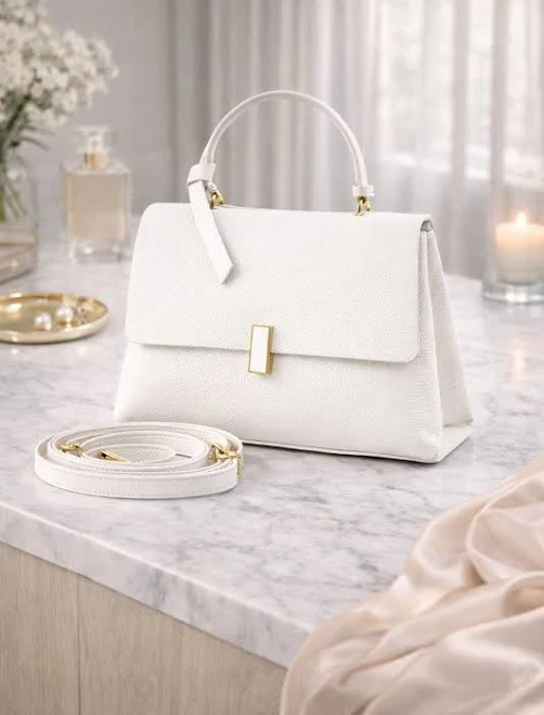 bag Chic Flap-Over Leather Top Handle Bag Etsy - Seller $172.75