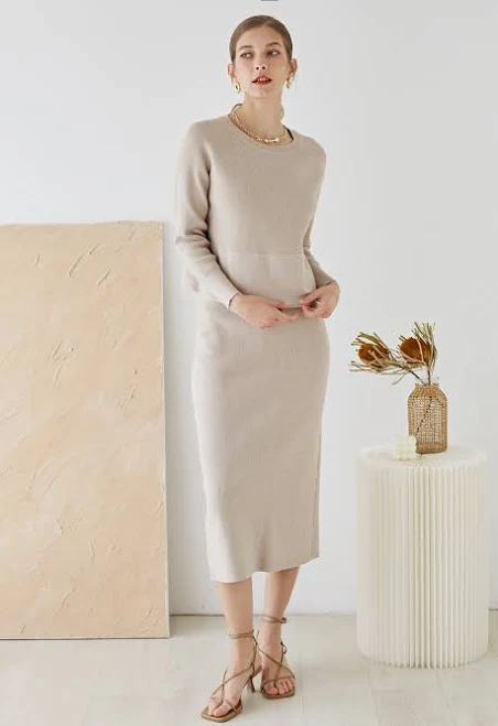 matching set Chicwish Comfy Ribbed Knit Top and Midi Skirt Set Chicwish $59.9