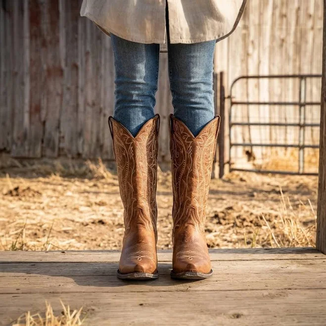 shoes Classic Square Toe Mid-Calf Leather Boots with Embroidered Stitching Etsy - Seller $157.13