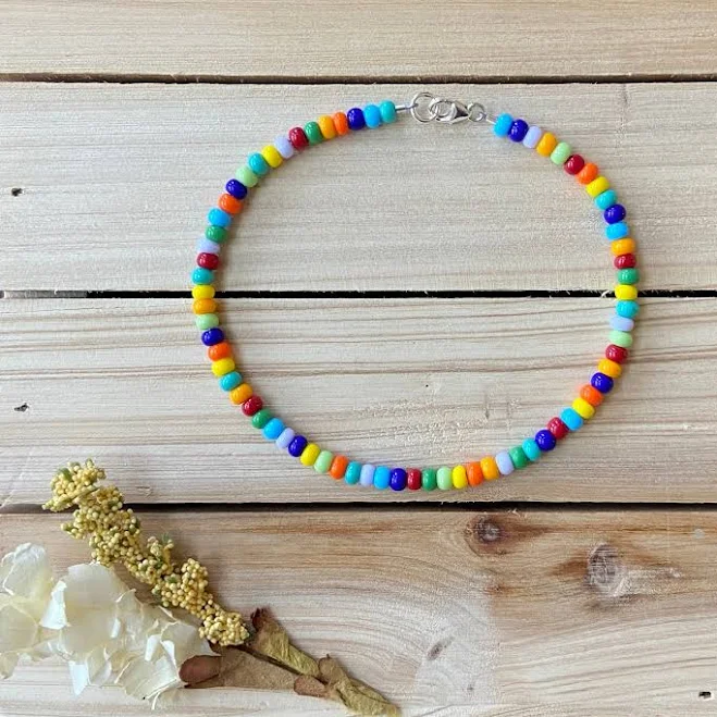 accessory Colorful Seed Bead Anklet Etsy - WildflowerByKylie $13