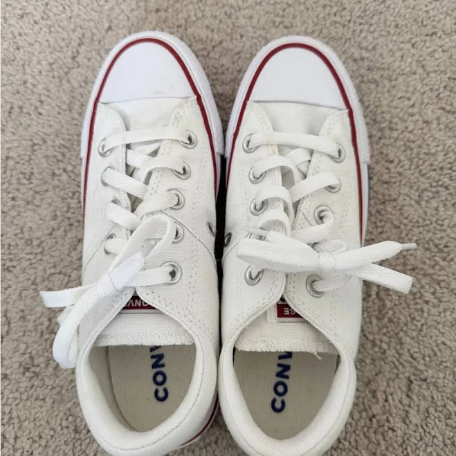 shoes Converse Shoes | Converse White Canvas Low-Top Sneakers With Red Accent | Color: Red/White | Size: 5 | Amberbrown790's Closet Poshmark $22
