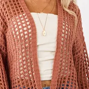 cover-up Crochet Knit Open Front Cardigan Lime Lush $39.95