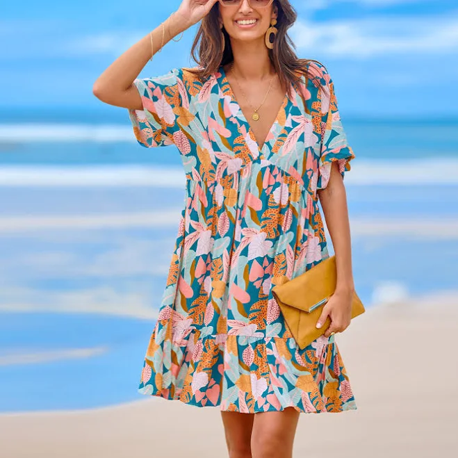 cocktail dress Cupshe Women's Soft Tropics Short Sleeve Mini Dress Cupshe.com $30