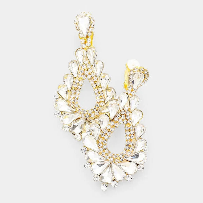 accessory Cut Out Teardrop Crystal Chandelier Earrings lmbling $29