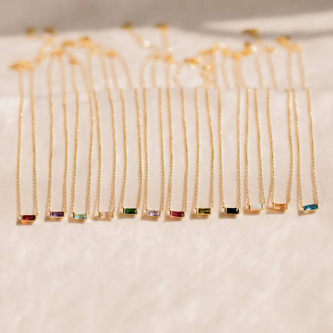 accessory Dainty Baguette Birthstone Necklace Caitlyn Minimalist Caitlyn Minimalist $27.75