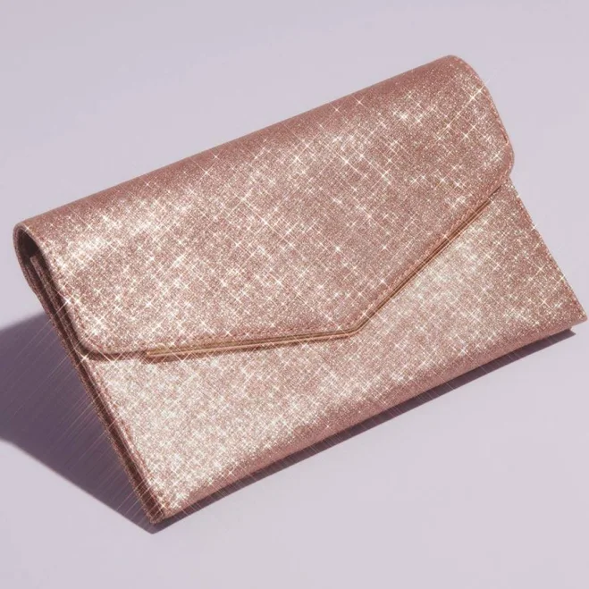 bag David's Bridal Glitter Envelope Clutch in Rose Gold David's Bridal $19.99