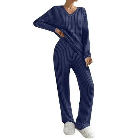 matching set Daznico Women's Relaxed Fit Wide Leg Knit Pants Set Walmart - Daznico Offical Store $36.33