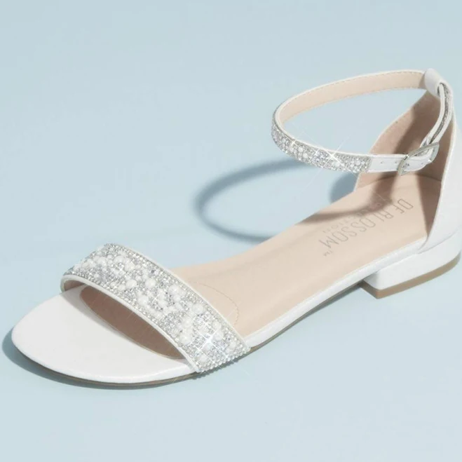 shoes DB Studio Crystal Embellished Satin Sandals David's Bridal $44.95