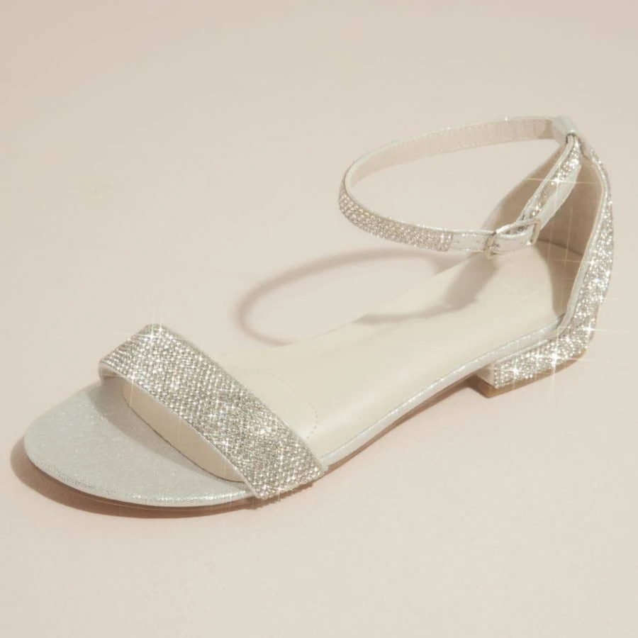 shoes DB Studio Crystal Strappy Flat Sandals David's Bridal $44.95