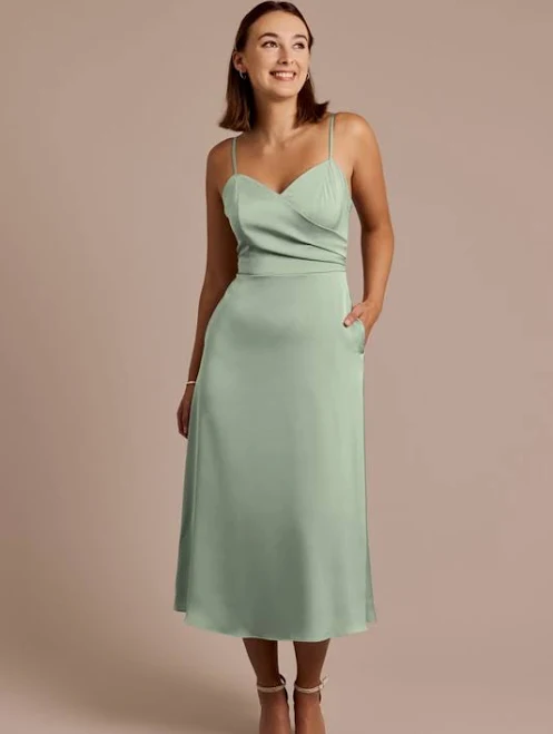 dress DB Studio Matte Satin Spaghetti Strap Midi Dress David's Bridal $52.49