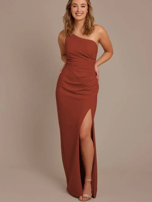 cocktail dress DB Studio One-Shoulder Draped Stretch Crepe Dress David's Bridal $14.94