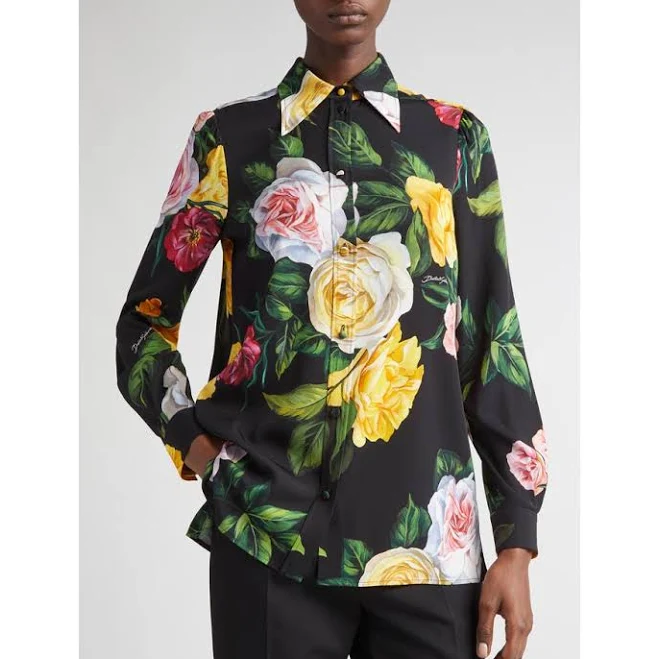 blouses Dolce&Gabbana Women's Peony & Rose Floral Charmeuse Button-Up Shirt Nordstrom $2245