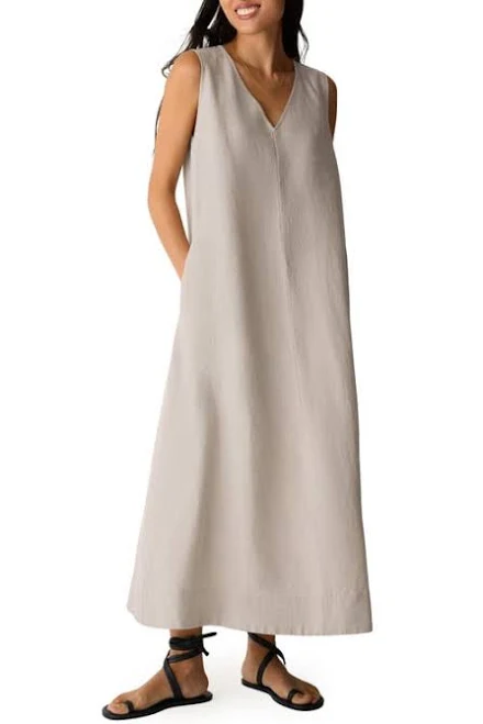 dress Eileen Fisher Women's Sleeveless Organic Linen Midi Shift Dress Nordstrom $248