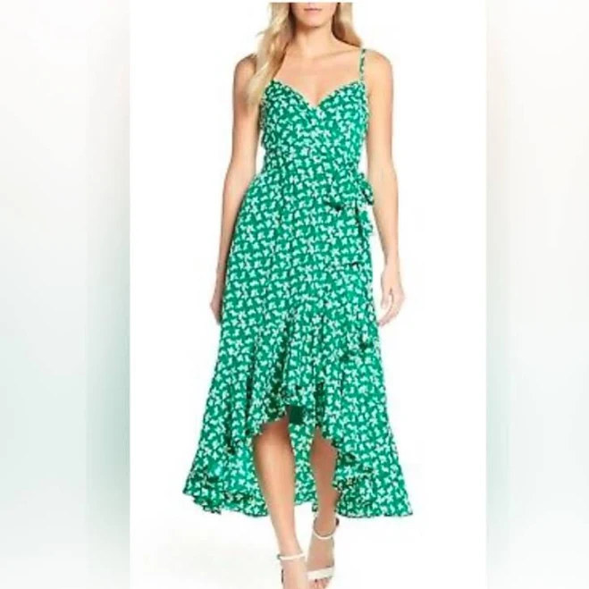 dress Eliza J Women's Floral High/Low Faux Wrap Midi Dress Poshmark $29