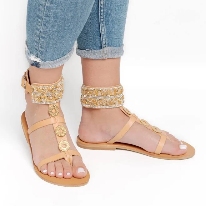 shoes Embellished Leather Sandals Etsy - PhilioShop $61.63