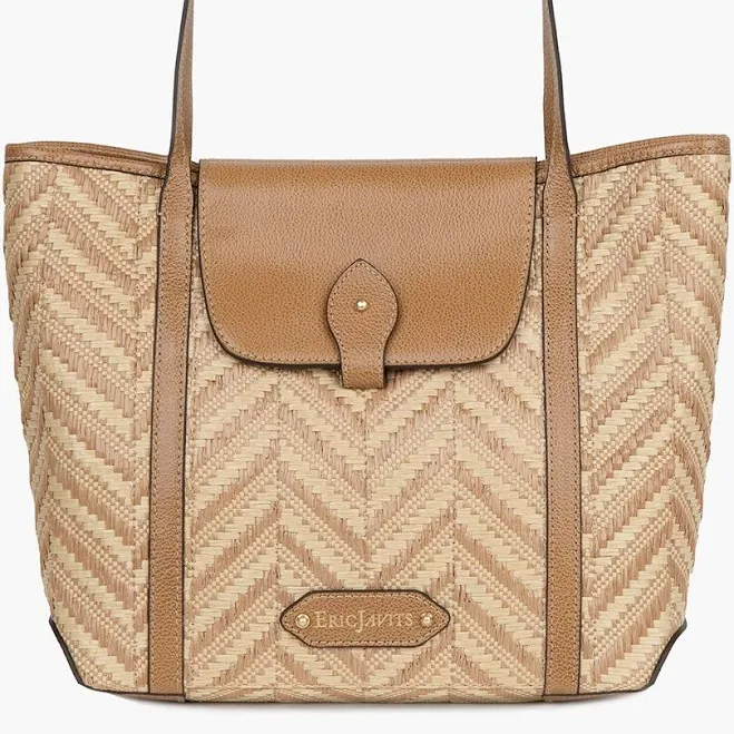 bag Eric Javits Women's Raffia Straw Tote with Leather Trim Eric Javits $380