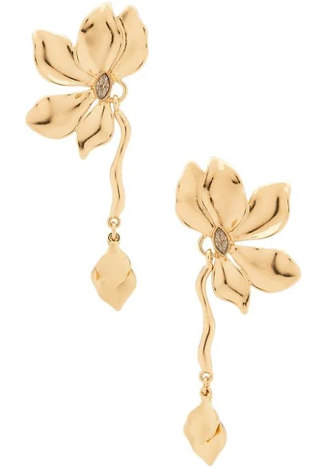 accessory Ettika Petals Statement Earrings in Metallic Gold REVOLVE $65