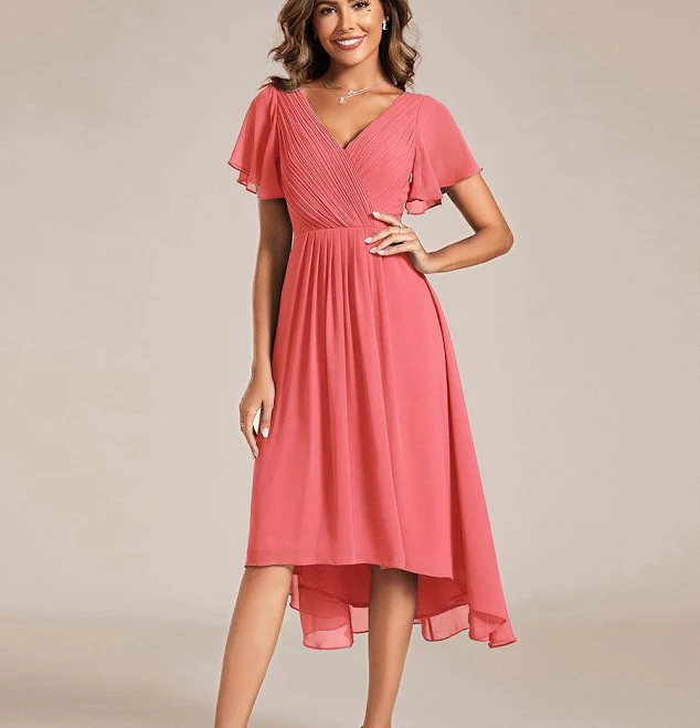 dress ever-Pretty ever FAYE|Chic V Neck High-Low Short Sleeve Dress Ever-Pretty $61.59