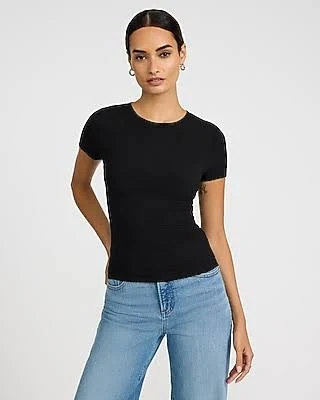 top Express Women's Essential Fitted Ribbed Crew Neck Short Sleeve T-Shirt Express $28