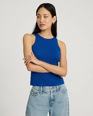 top Express Women's Fitted Ribbed High Neck Tank Top Express $9.97