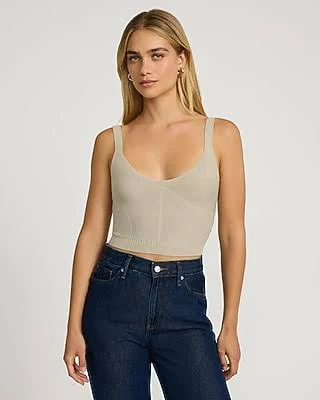 top Express Women's Fitted Ribbed Scoop Neck Sweater Tank Top Express $17.4