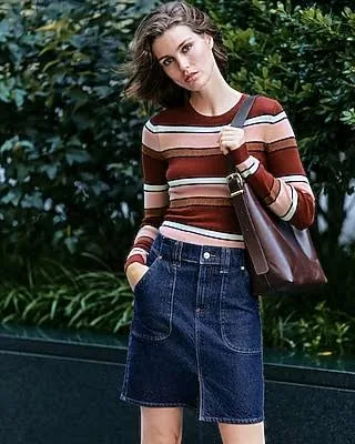 skirt Express Women's High-Waisted Denim Mini Skirt Express $19.97