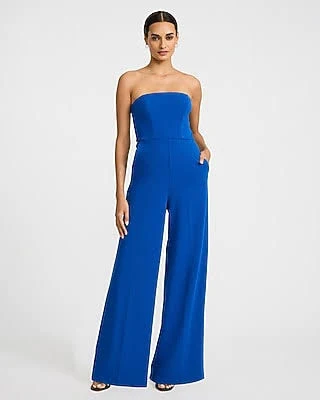 jumpsuit Express Women's Strapless Wide Leg Crepe Jumpsuit with Pockets Express $88