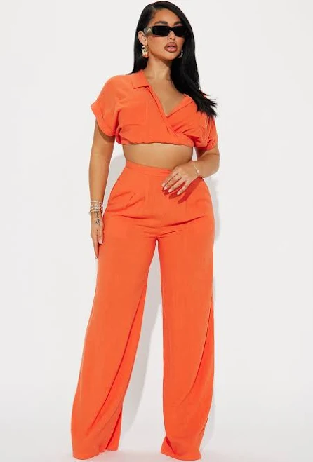 matching set Fashion Nova Andrea Linen Cropped Blouse and Pant Set Fashion Nova $30.99