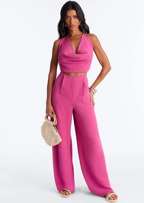 two piece set Fashion Nova Halter Cropped Tank Top and Wide Leg Pant Set Fashion Nova $29.99