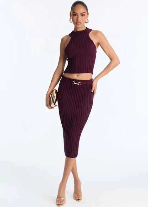 matching set Fashion Nova Sleeveless Sweater Tank Top and Midi Skirt Set Fashion Nova $21.99