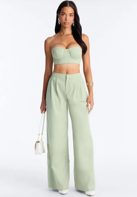 matching set Fashion Nova Strapless Cropped Poplin Pant Set Fashion Nova $41.99