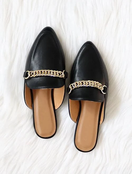 shoes Faux Leather Pointy Toe Mules Fashionjunkee.com $8