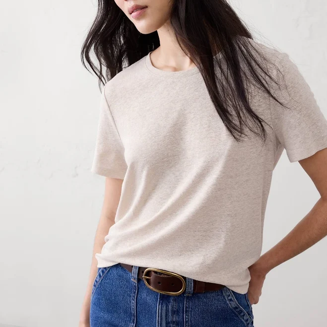 top Flax Women's Linen-Blend T-Shirt Banana Republic Factory $18
