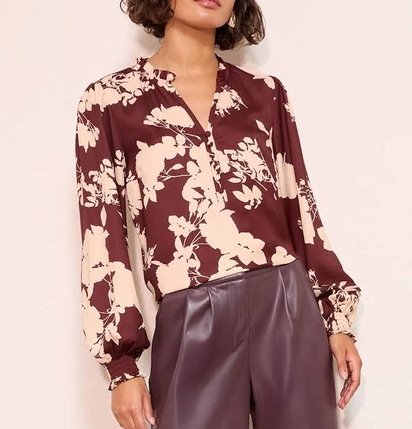 top Friends Like These Floral Long Sleeve V-Neck Button Front Blouse Next USA $54
