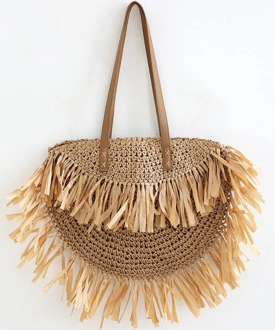 bag Fringed Woven Straw Shoulder Bag Chicwish $36.9