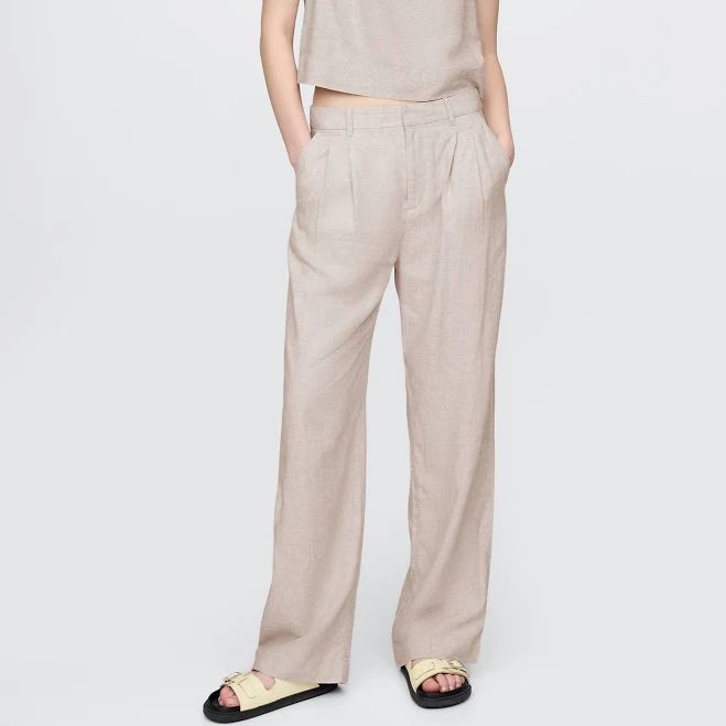 wide leg pants Gap Women's 365 High Rise Linen-Blend Trousers Gap $49