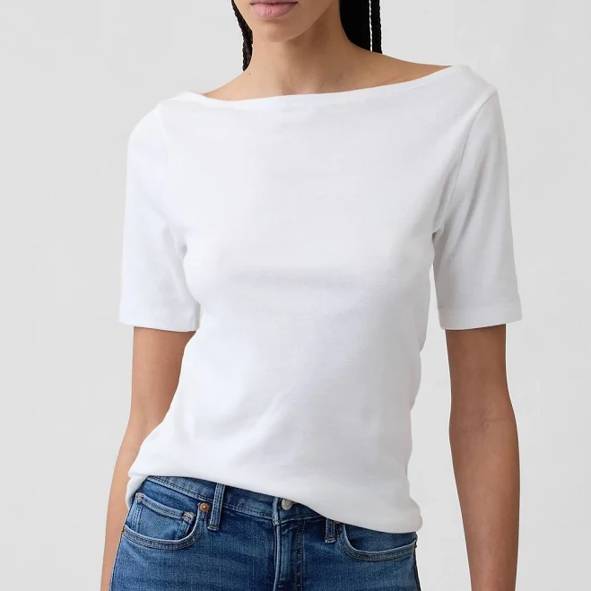 top Gap Women's Modern Ribbed Boatneck T-Shirt Gap Factory $17.49